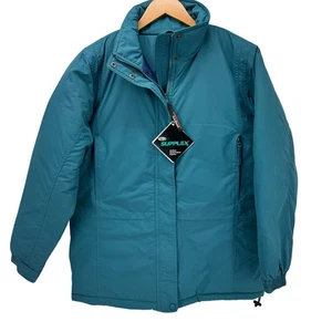LL Bean Jacket Womens Medium Teal Blue Insulated Parka Full Zip Teflon NEW - Picture 1 of 10