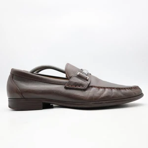 Bally Swiss Corton Men's Size 11 D Dark Brown Leather Silver Horse Bit Loafers - Picture 1 of 12