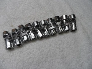 Craftsman 3/8" Drive Metric MM Swivel Flex Sockets, USA, 6pt, 10 pcs - Picture 1 of 12