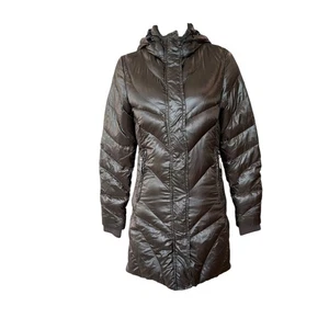 KJUS Padded Puffer Coat Lightweight Goose Down Hooded Jacket Womens XS Brown - Picture 1 of 17