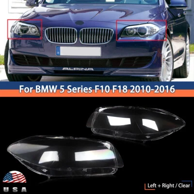 Pair For 2011-2016 BMW 5-Series F10 528i 535i 550i Headlight Clear Headlamp Lens Foto 1 de 4