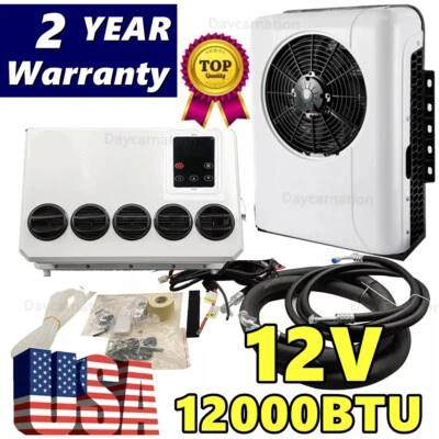 12V 12000BTU Air Conditioner Mini Split A/C For Semi Trucks Bus RV Caravan Vans - Image 1 of 4