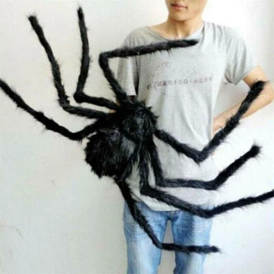 1 Big Spider Halloween Decoration Haunted House Prop Indoor Outdoor Black Giants - Image 1 of 4
