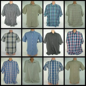 Basic Edition Mens Button Front Shirt Short Sleeve Plaid Solid Top - Picture 1 of 1