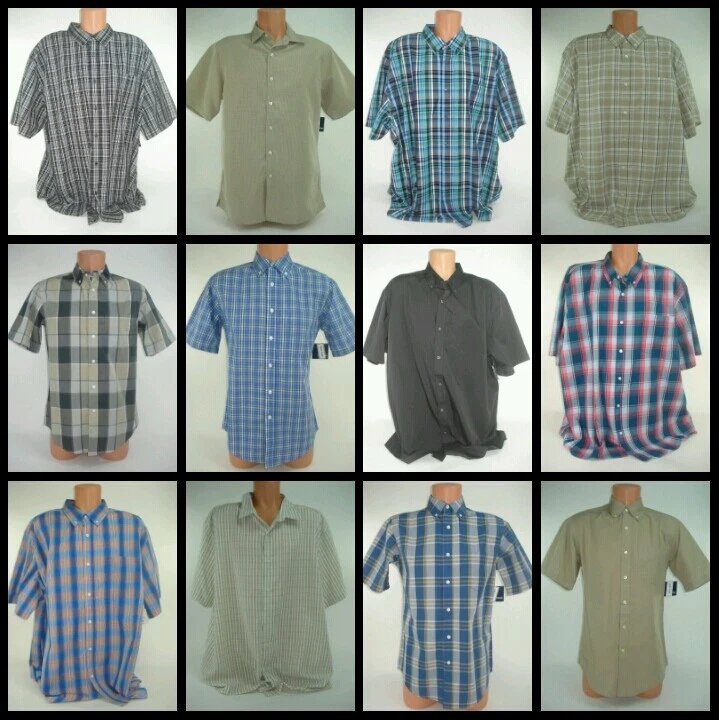 Basic Edition Mens Button Front Shirt Short Sleeve Plaid Solid Top - Image 1 of 1