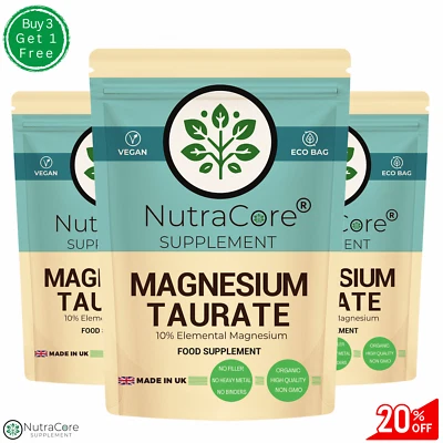NUTRA CORE Magnesium Taurate Kapseln 700mg (70mg Natürlich Magnesium) -100% Vegan & Natur