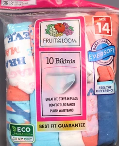 Fruit of the Loom Girls Cotton Bikini Underwear 10 Pack SIZE 14 - Picture 1 of 3