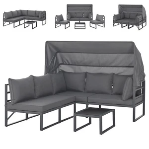 SVITA MAUI Gartenmöbel-Lounge-Set mit Dach Outdoor-Sofa Sonneninsel Stahl Grau - Bild 1 von 12