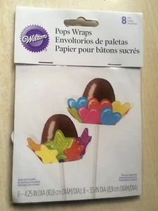 Confezione 8 Pops Wraps Wilton nuovi con scatola - Stars Hearts - Foto 1 di 3