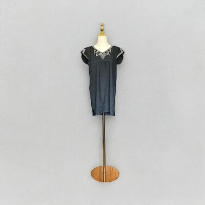 Vestido túnica de mezclilla para mujer Fossil S cambray 100 % algodón lavado oscuro bolsillos informal Foto 1 de 4