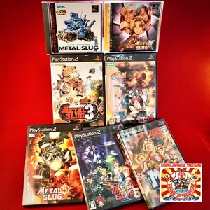 Lot 7 Set Metal Slug PS1 PS2 1 X 3 4 5 6 3D w/Bonus Sony Playstation SNK PS JP - Picture 1 of 18