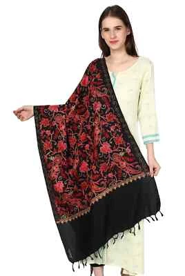 Paisley Wool Jamavar Shawl Pink Gold Jacquard Pashmina Stole Jamawar Wrap Large - Image 1 of 3