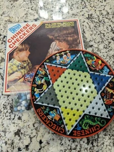 VINTAGE STEVEN Chinese Checkers Game Pixie Metal Game Board w/ box complete #801 - Picture 1 of 11