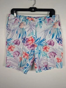 Tommy Bahama Shorts Women 8 Colorful Floral Valentina Villa Linen Bermuda Shorts - Picture 1 of 13