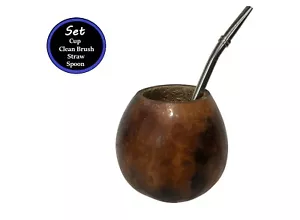 Set zucca Yerba Mate - tazza Yerba Mate originale fatta a mano naturale tonalità Argentina - Foto 1 di 6