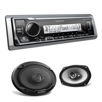 Kenwood KMR-M332BT Marine Digital Media Receiver  + 6x9" Coaxial Car Speakers - Image 1 of 4