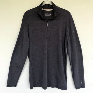 Smartwool 1/4 Zip Base Layer Shirt Men M Gray Merino Wool Thermal Pullover Hikin - Picture 1 of 14