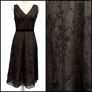 LOFT Dress Mesh Floral Whimsigoth Dark Fairy Grunge Goth Embroidery Midi Size 0 - Picture 1 of 12