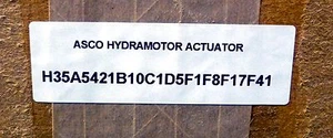 ASCO HYDRAMOTOR ACTUATOR, H35A5421B10C1D5F1F8F17F41 - Picture 1 of 3