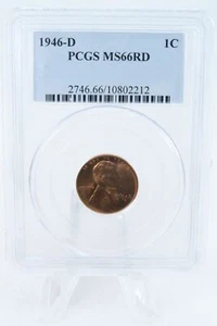 1946-D PCGS MS66RD Lincoln Wheat Cent Business Strike 1C - Picture 1 of 2