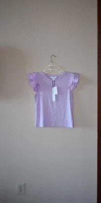 Новый с Ярлыками Nicole Miller фиолетовый короткий оборки ярусный трепетать рукав ребро вязаный топ размер S - Изображение 1 из 4