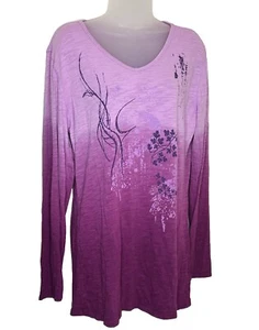 Earth Yoga Tie Dye Top Mujer XXL Púrpura Algodón Orgánico Manga Larga Pullover - Imagen 1 de 5
