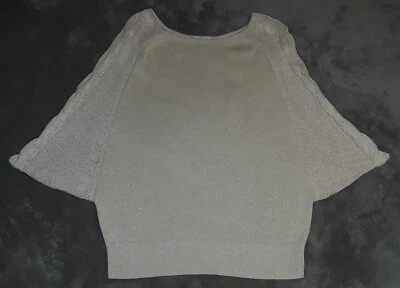 Suéter tejido con cable Coldwater Creek Batwing XS (4-6) parte inferior dorada con bandas brillantes  Foto 1 de 4