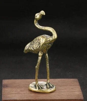 Estatua de animal de pájaro flamenco de latón pequeña escultura estatuilla de mesa decoración regalos Foto 1 de 4