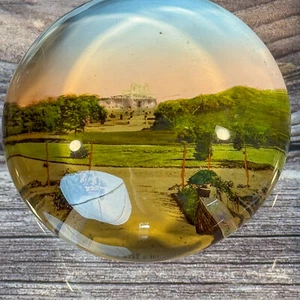 Fermacarte vintage in vetro polacco Łódź Julianów Park souvenir Jellanowie SPESSO pesante - Foto 1 di 8