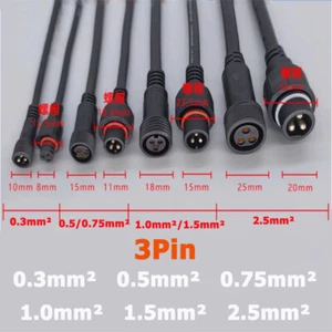 3Pin IP67 Waterproof Outdoor Extension Cable Connector Male Female Plug 0.5M-10M - Picture 1 of 11