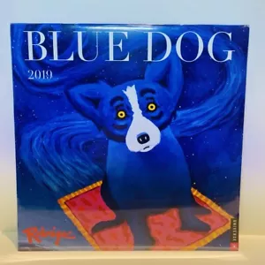 Calendario da parete Blue Dog 2019 George Rodrigue Lafayette New Orleans Louisiana NUOVO - Foto 1 di 3