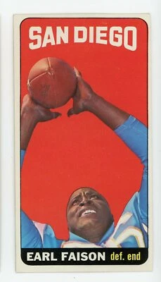 EARL FAISON 1965 TOPPS FOOTBALL TALL BOY #158 NM SP CARD SAN DIEGO CHARGERS 2 - Image 1 of 2
