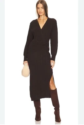 Vestido midi Jonathan Simkhai marrón chocolate Judith tejido acanalado cuello en V M $495 nuevo con etiquetas Foto 1 de 4
