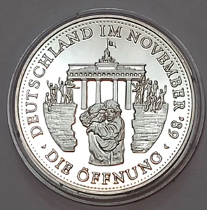 Die Mauer ist offen Berlin Brandenburger Tor 1989 Silber 999 PP Ø40mm 20,2g - Bild 1 von 2