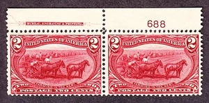 US 286 2c Trans-Mississippi Mint Plate #688 Top Pair F-VF OG NH SCV $160 - Picture 1 of 2