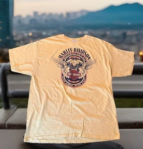 Harley Davidson XL T-shirt Yellow Flint Michigan Vehicle City 2015 Motorcycles - Picture 1 of 6