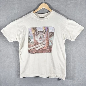 Vintage 1981 NOCONA BOOTS Shirt Western Cowboy Tee Made in USA XL Wolf Ad LESEN - Bild 1 von 18