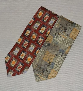 Corbata TOMMY BAHAMA Hecha en EE. UU. 100 % Seda Para Hombre Abstracta/Sellos-Lote de 2 - Imagen 1 de 10