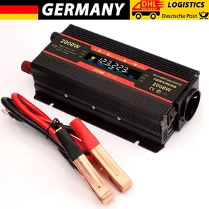 Convertidor de tensión coche 2000W 12V/24V a 220V inversor con 2USB LCD DHL - Imagen 1 de 9