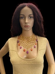 Zara Statement-Halskette Damen goldene Perlen - Bild 1 von 7