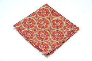 Lord R Colton Masterworks Pocket Square - Isla Negra Red & Blue Silk - $75 New - Picture 1 of 3