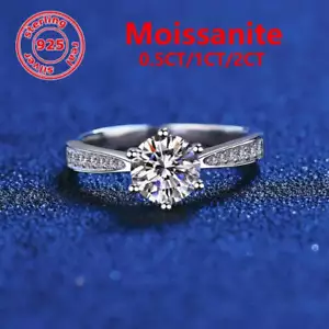 Anillo de mujer Moissanite 0,5 CT/1CT/2CT D/VVS banda de joyería certificado GRA 925 Ste - Imagen 1 de 60