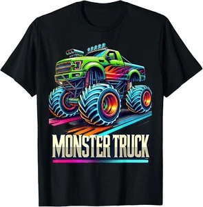 Monster Truck Birthday Party Retro Vintage Monster Trucks T-Shirt unisex Shirt - Picture 1 of 2