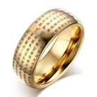Stainless Steel 8mm Chinese Buddhist Scripture Domed Band Ring Size 6-13