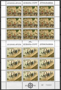 Yugoslavia 1981 Yvert 1769/70 Mini Hoja Europa CEPT Estampillada sin montar o nunca montada en muy buen estado - Imagen 1 de 1