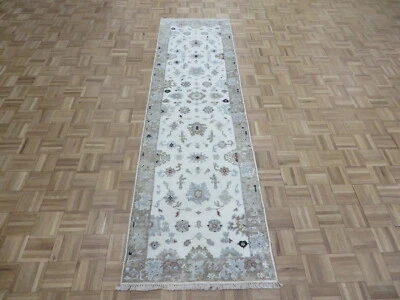2'7 X 10 Runner Hand Knotted Ivory Turkish Oushak Oriental Rug G12504 - Image 1 of 4