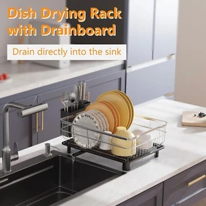 Dish Drying Rack Cup Drainer Stainless Steel Strainer Holder Tray Kitchen Xmas - Picture 1 of 7
