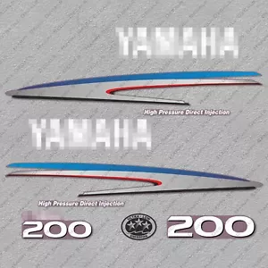 Yamaha 200 HP HPDI Dos 2 Tiempos Fueraborda Motor Calcomanías Adhesivo Set Reproducción - Imagen 1 de 1
