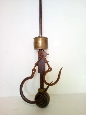 PESON DE BOUCHER 160 KG MAXI BRONZE ET METAL XIXé OUTIL ANCIEN ART POPULAIRE  - Photo 1/4