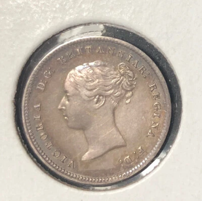 1859 BRITAIN 4 PENCE Proof Like HIGH GRADE Silver Coin-Victoria-Mintage=4158 - Image 1 of 4